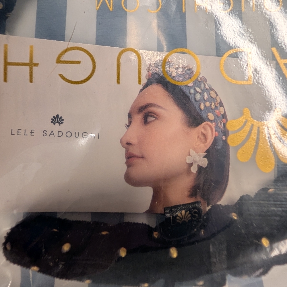 Lele Sadoughi Black Headband with Gold Accents (NWT) - Picture 2 of 4